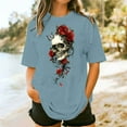 thumbnail image 5 of Inverlee Women's Plus Size Tunic Tees Trendy Gothic Floral Print Short Sleeve Tshirts Casual Loose Fit Crewneck Tunic Tops, 5 of 5