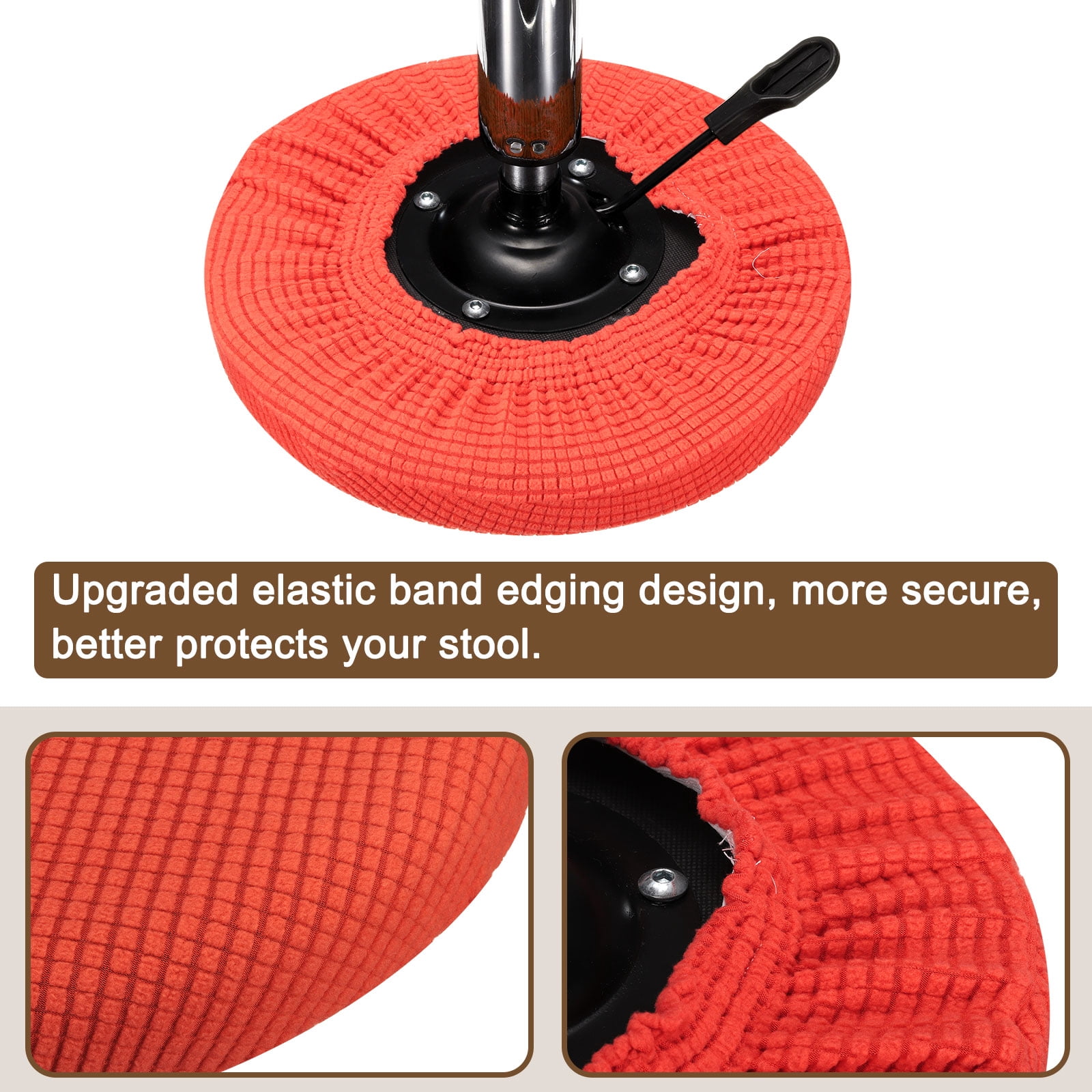Unique Bargains Upgraded Round Bar Stool Covers for Chairs and Stool Slipcovers Orange