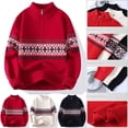 thumbnail image 4 of Atogsazn Mens Knitted Half Zip Christmas Sweater Casual Crewneck Long Sleeve Pullover Sweatshirt Fall Clothing Tops Outerwear 02-Black XXL Fashion, 4 of 4