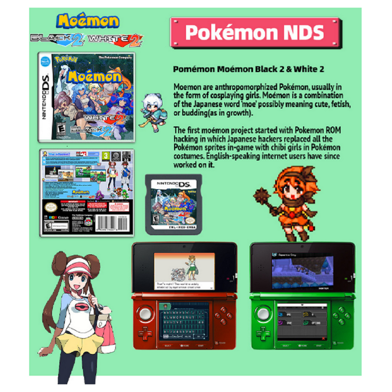 Pokeemon Moemon Black White Games Cartridges for NDS NDSL