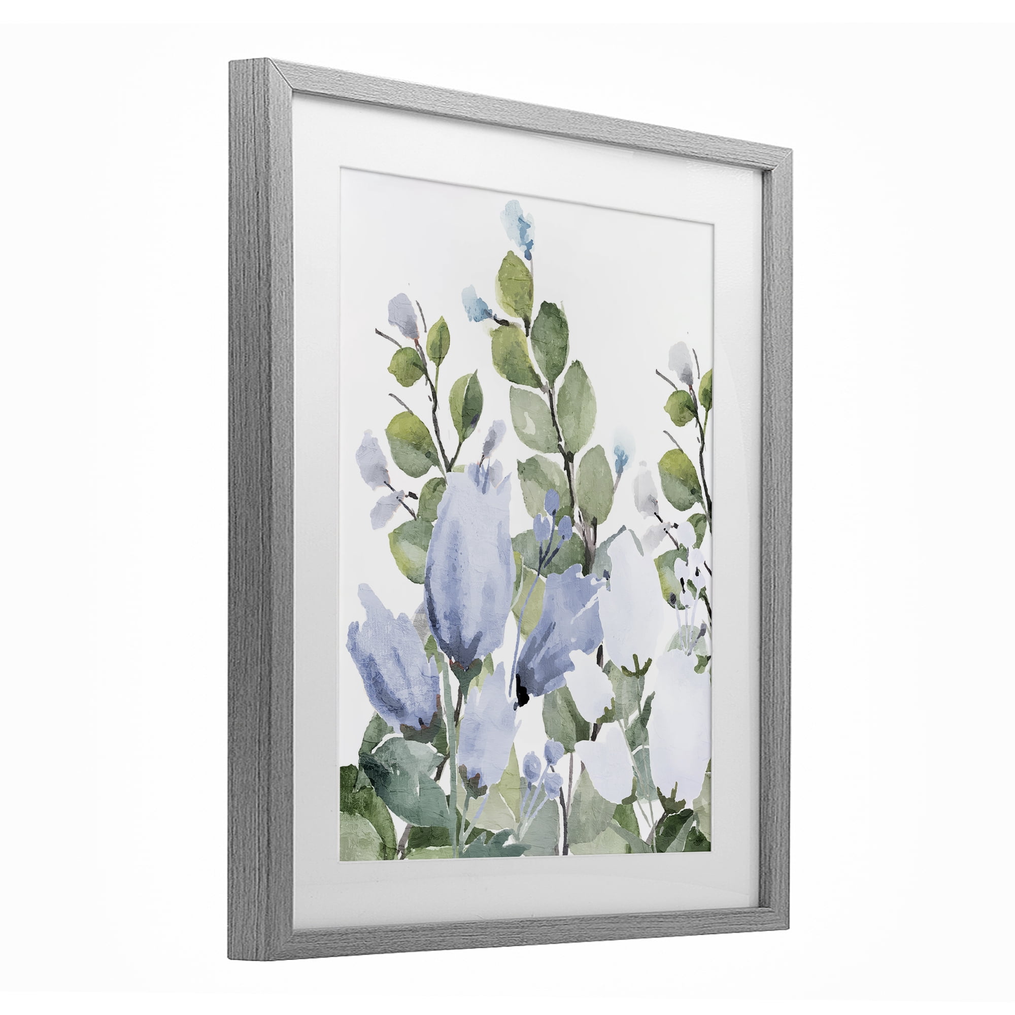 Stupell Industries Blue Spring Botanicals Gray Framed Print Under Glass, design by Kim Allen
