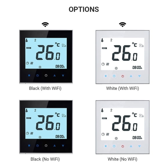 Home Programmable Thermostat for Radiant Floor Heating System Smart Touchscreen Heat Only Thermostat for In Floor Heating System 95-240V