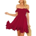 thumbnail image 2 of Lucakuins mujeres Mini vestido verano Casual A-line vestido Color sólido cuello barco moda espalda descubierta fiesta Vestido corto Lucakuins moda, 2 of 9