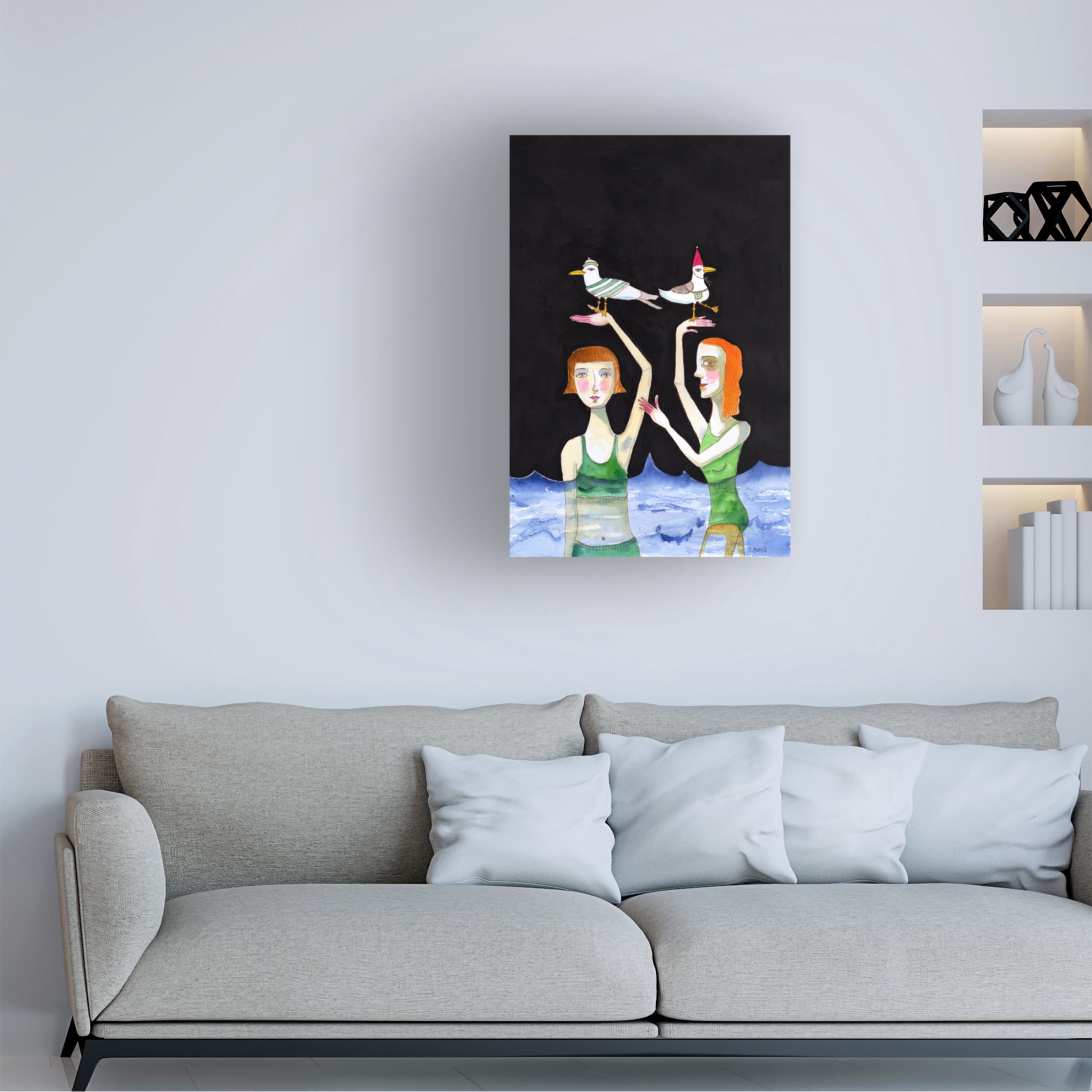 Trademark Fine Art Sharyn Bursic  Best Friends Swimming with birds Canvas Wall Art