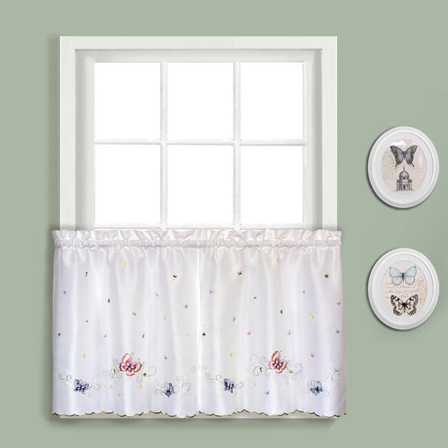Butterfly 60 X 24 Window Curtain Cafe Kitchen Tier Pair Multi