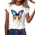 thumbnail image 5 of Homenesgenics Womens Tops Plus Size 4x 5x Short-Sleeve Printed Round-Neck Summer T-Shirts Casual Tee White L, 5 of 7