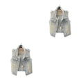 thumbnail image 4 of Minnieouse Chaleco vaquero con cuello vuelto para hombre y mujer, para eventos de primavera, para acampar, viajar, senderismo, adultos, sin Azul claro 3XL 2piezas, 4 of 4