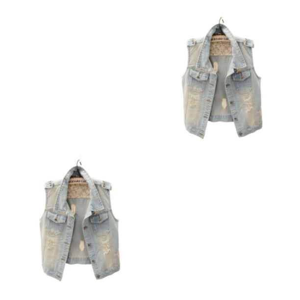 Guardurnaity Chaleco vaquero con cuello vuelto para hombre y mujer, para eventos de primavera, para acampar, viajar, senderismo, adultos, sin Azul claro 3XL 2piezas