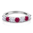 thumbnail image 2 of Gem Stone King 925 Sterling Silver Set with Moissanite Anniversary Ring for Women (1.39 Cttw, Gemstone Birthstone, Size 7) (Size 7), 2 of 4