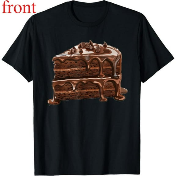 Women's Chocolate Cake Graphic Comfortable T Shirt Casual Breathable Short Sleeve Round Neck Top Black S-5XL