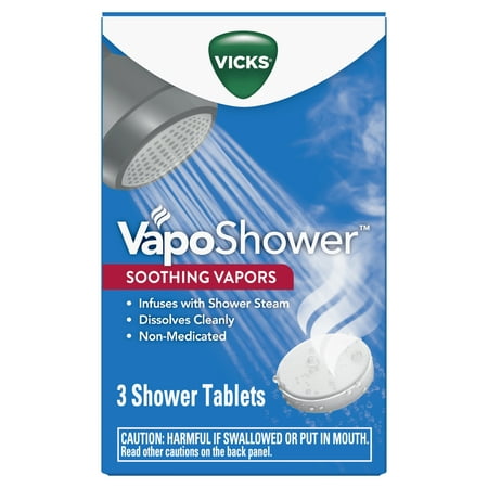 (2 pack) (2 pack) Vicks VapoShower, Shower Tablet, Shower Bomb, Aromatherapy Vapors, Eucaplytus & Menthol, Soothing Vicks Vapor Steam, 3ct