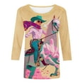 thumbnail image 4 of Womens Pink Vintage Western Cowgirl Horse Print T Shirt Retro Cowboy Desert Pattern V Neck Long Sleeve Tee Cute Tops, 4 of 5