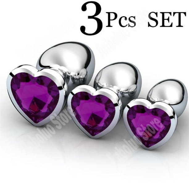 Masajeador Anal suave para mujer, joyería de cristal, tapón Anal, estimulador de corazón, Juguetes sexuales, Consolador de acero inoxidable, 3 unidades por juego