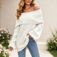 thumbnail image 5 of Wenini Women's Shoulder Solid Color Knit Sweater Top Long Sleeve Loose Casual Pullover Top, 5 of 6