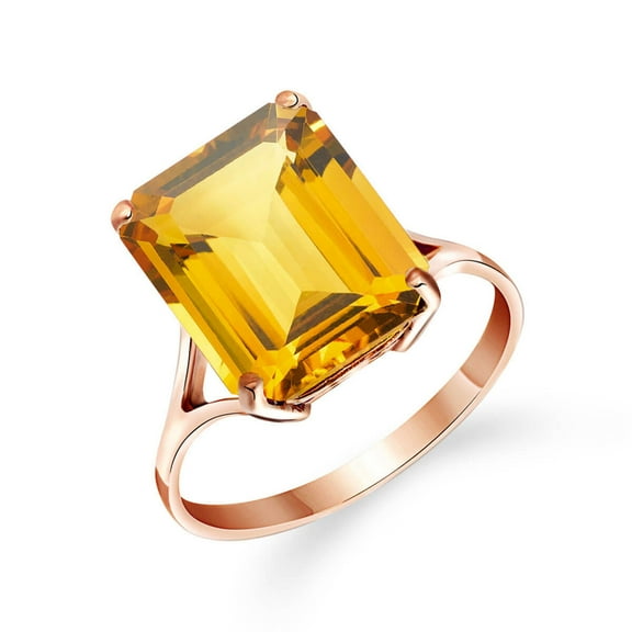 Galaxy Gold Size 8.0 inch 14K Solid Rose Gold Ring With Octagon Shape Natural Citrine Grade AAA