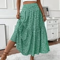 thumbnail image 2 of Evdexr Women Floral Maxi Skirt Smocked High Waist Cotton Flowy Long Skirts Summer Boho Beach Hawaiian Vacation A Line Skirt Green M, 2 of 7