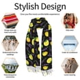 thumbnail image 6 of Shawl Wraps for Women - Cute Lemon Purple Leaves Black Oversized Fall Winter Fashion Blanket Scarf for Women, 6 of 6