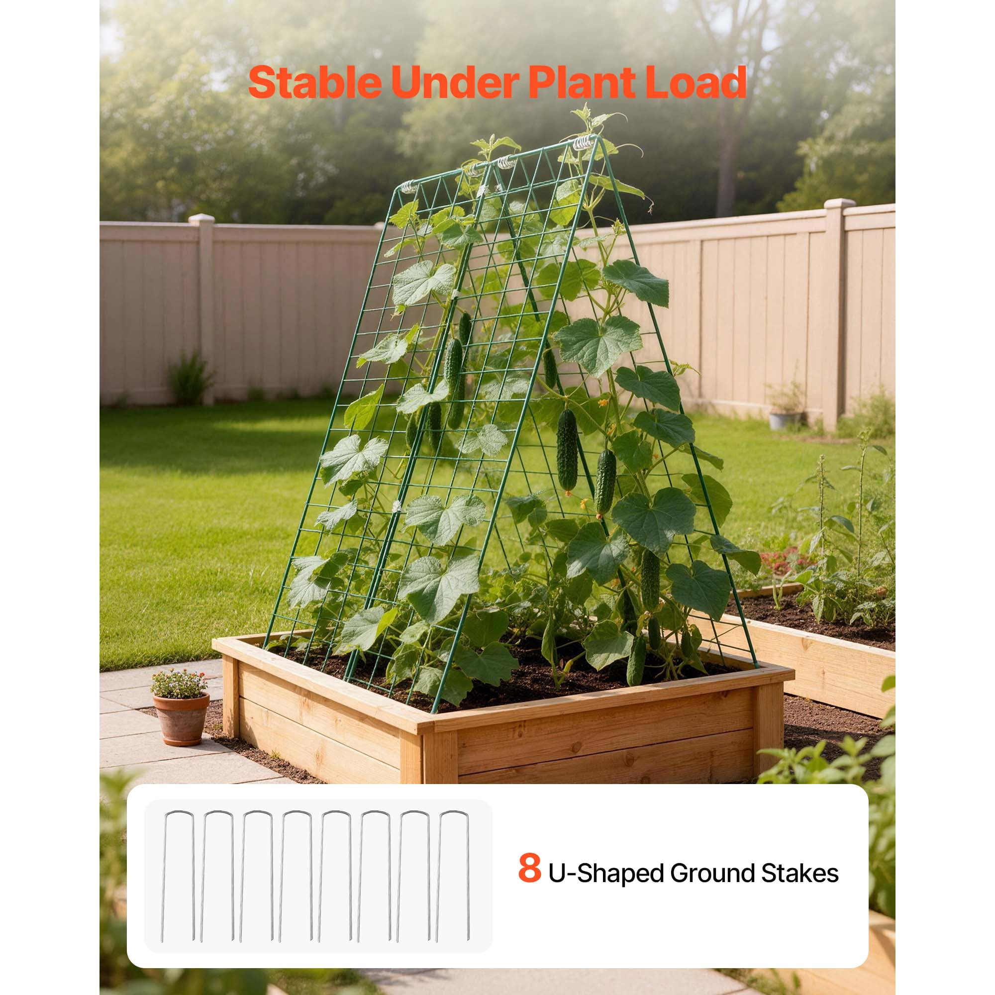 KFFKFF Cucumber Trellis 4 Pack, A-Frame Garden Supports for Raised Beds, Durable Metal Coated Plant Frames for Vines, Climbing Vegetables, Peas, Beans, Zucchini, Tomatoes (46.06 x 16.93 in x 4PCS)