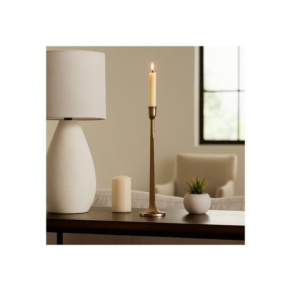 Elegant Taper Candle Holder for Home Decor - Decorative Candlestick Holder for Table Centerpieces, Mantel, or Shelf Decor - Stylish Candle Stand Holder for Nightstands or Desk Accent - 17", Gold