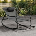 thumbnail image 2 of Uforic Oversized Patio Rocking Chair, Steel Outdoor Lounge Rocker Chair with Textilene Handrail and Footrest - Black, 2 of 9