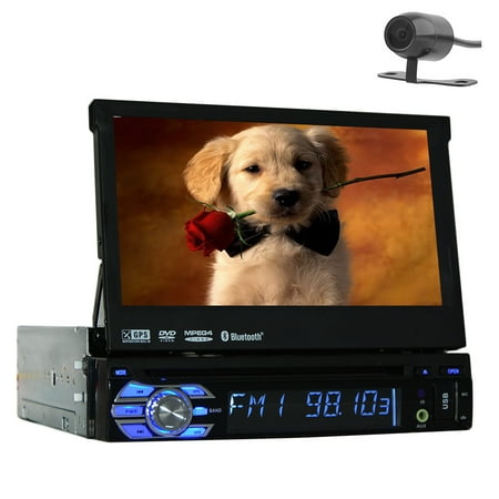 Am Deck - Free Rearview Backup Camera + 1 Din GPS Navigation In Dash Car Stereo Headunit Deck 7 Inch Touchscreen Radio AM FM Bluetooth Steering Wheel Control Car Audio CD VCD VCD MP3 Player SD USB