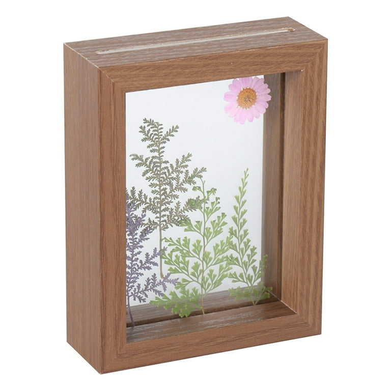 Brown Dual border Floral Design Natural Wood Picture holder - Dual