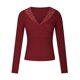 thumbnail image 4 of Jersey de mujer con fondo de camisa Sexy de encaje de punto con retazos de encaje con cuello en V de Color sólido Pompotops  FGAJ14246, 4 of 9