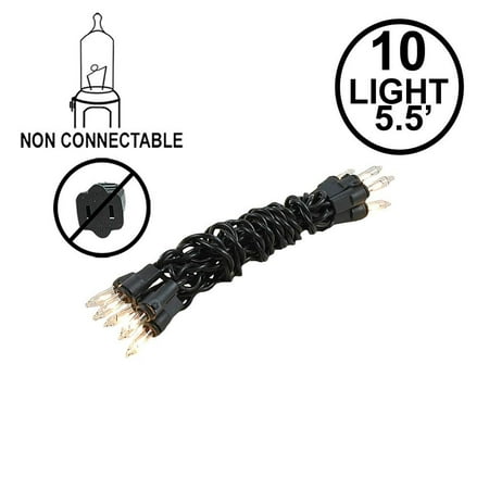 Non Denominational Christmas Novelty Lights 10 Light Clear Christmas Craft Mini Light Set, Non-Connectable, Black Wire, 4' Long ()