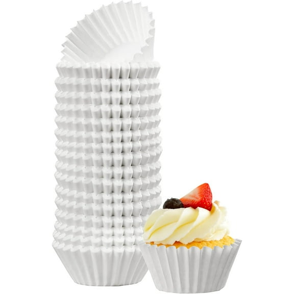 1000 PCS White Artistic Bake Paper Cups,1IN Cupcake Liners Wrappers,Greaseproof Muffin Baking Cups for Wedding,Birthday,Party,Festivals