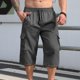 thumbnail image 4 of Ceisia Men's Gift Cargo Capri Pants Relaxed Fit Mid-Rise Elastic Waist Lightweight Zipper Side Pockets Drawstring Pants, 4 of 9