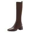 thumbnail image 2 of Viluyesy Womens Knee High Sock Boots, Chunky Heels Knitted Stretch Tube Square Toe Fashion Tall Boots Brown US5.5, 2 of 8