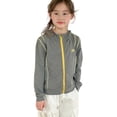 thumbnail image 1 of Girls Coats & Jackets Large Sized Hooded Zipper Pullover Contrasting Color Letter Versatile Grey Girls' Fall Tops, Tees & Blouses ,14-15 Years, 1 of 9