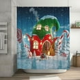 thumbnail image 7 of Christmas Candy Canes House Shower Curtain with 12 Hooks Winter Night Snowflake Pine Trees Cane Sugar Bathroom Curtain Home Decor, 7 of 7