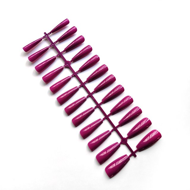 Qarigey Uñas postizas largas cortas de mano Multicolor uñas postizas manicura a la moda a juego pequeñas puntas de manos de cubierta Juegos de manicura Morado oscuro