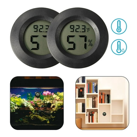 EEEKit 2-Pack vDigital LCD Black Hygrometer Thermometer Mini Indoor Outdoor Humidity Temperature Meter Gauge Detector,