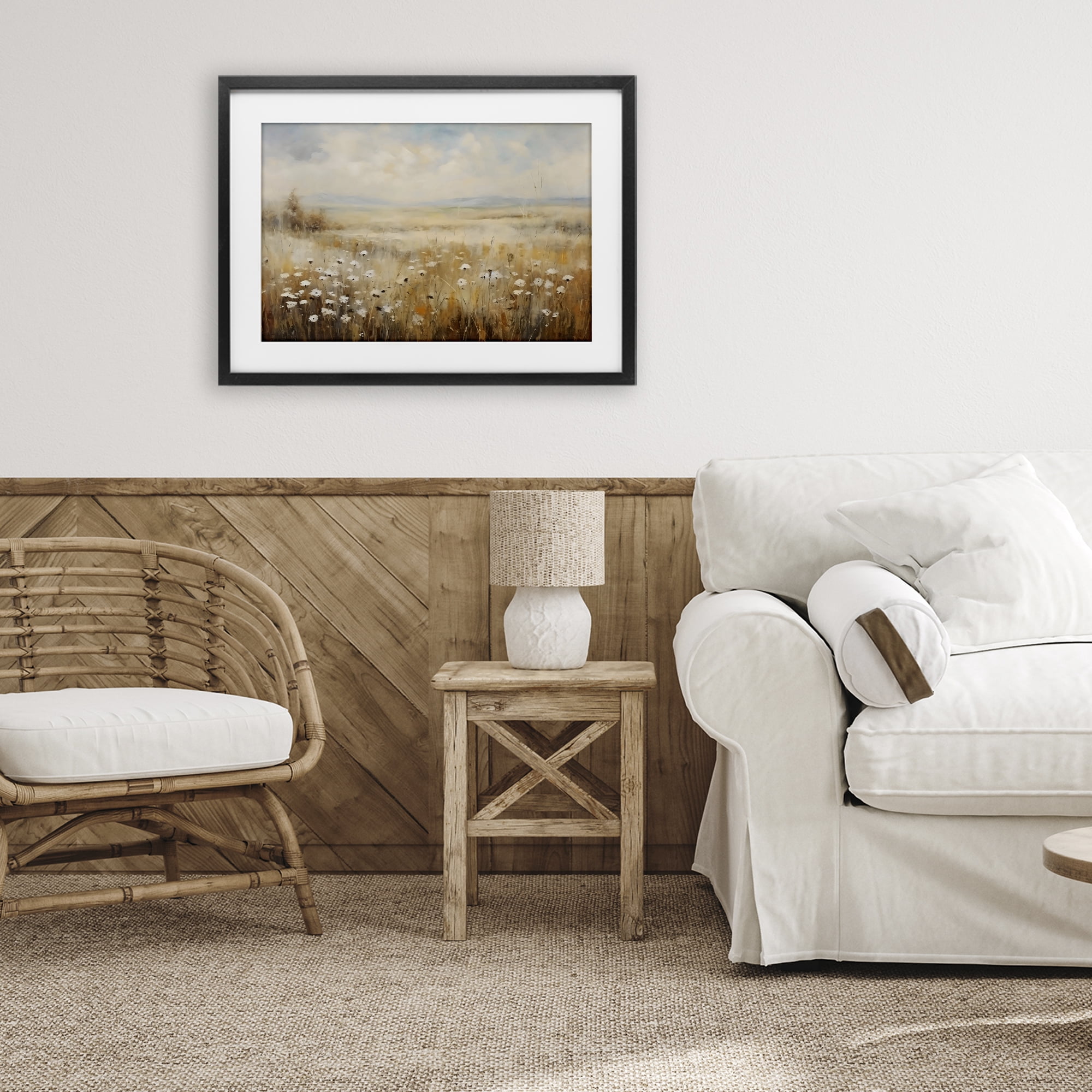 Stupell Industries Neutral Land Calmness Black Framed Print Under Glass, design by Creative Studio