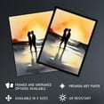 thumbnail image 3 of Kisses At Dawn Watercolour Painting Couple Kissing At Dawn Orange Grey Romantic Moment Between Lovers At A Coastal Landscape Bedroom Art Artwork Framed Wall Art Print A4, 3 of 5