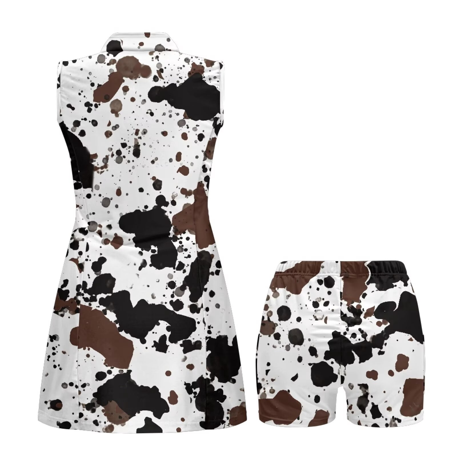 Uorisanigo Brown Cow Print Golf Dress for Women Casual Relaxed Sleeveless Workout Athletic Dresses Comfortable Breathable Athletic Workout Dress Size XL