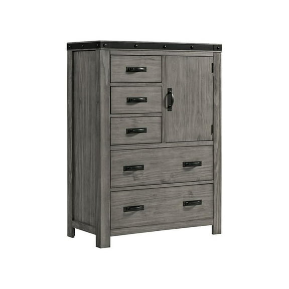 Bowery Hill Modern Solid Wood 5-Drawer Gentleman's Chest in Gray