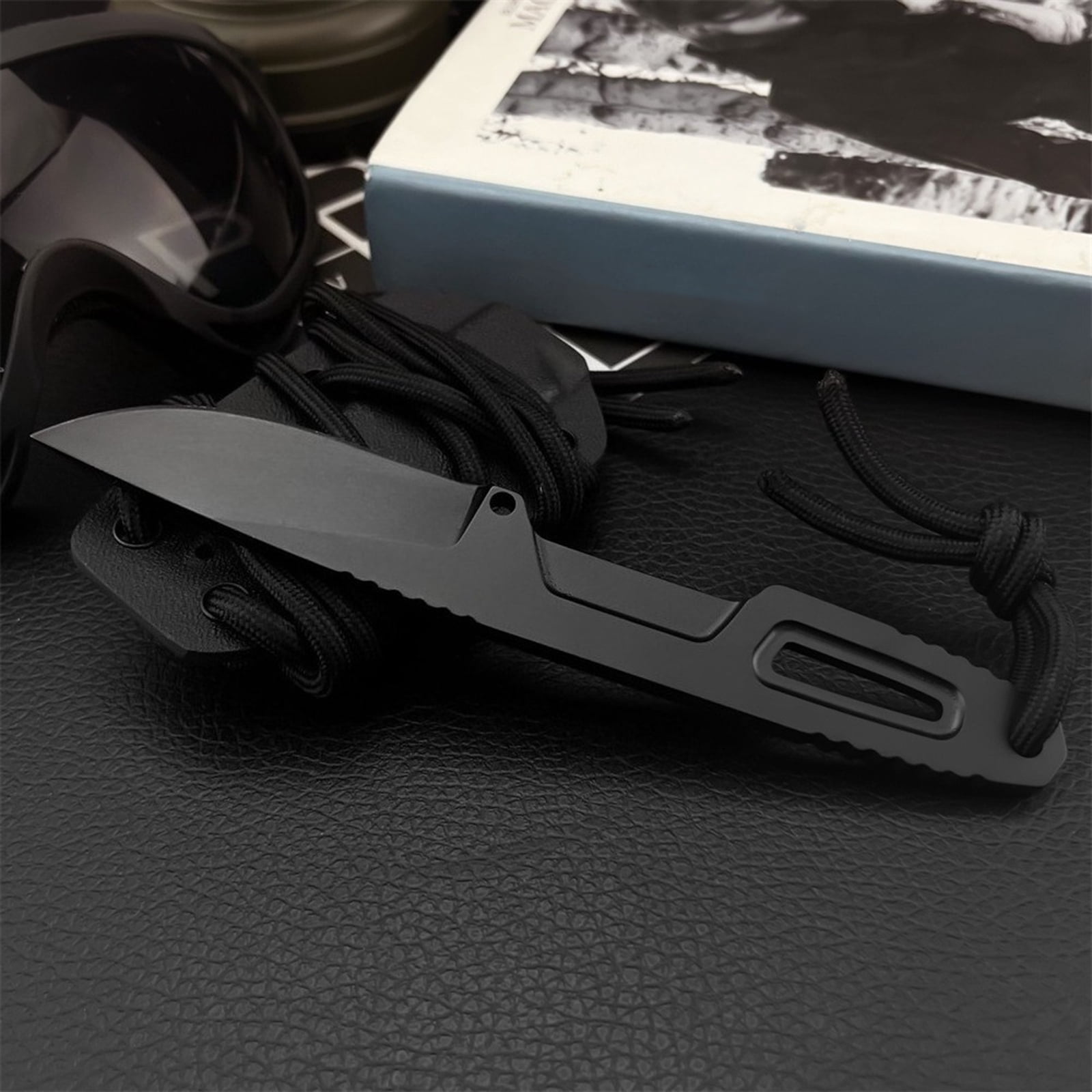 EDC Fixed Blade Utility Knife with Sheath and Lanyard, 2.7-inch Drop Point 7Cr13MoV Blade, Ideal for Camping Food Prep and Hiking