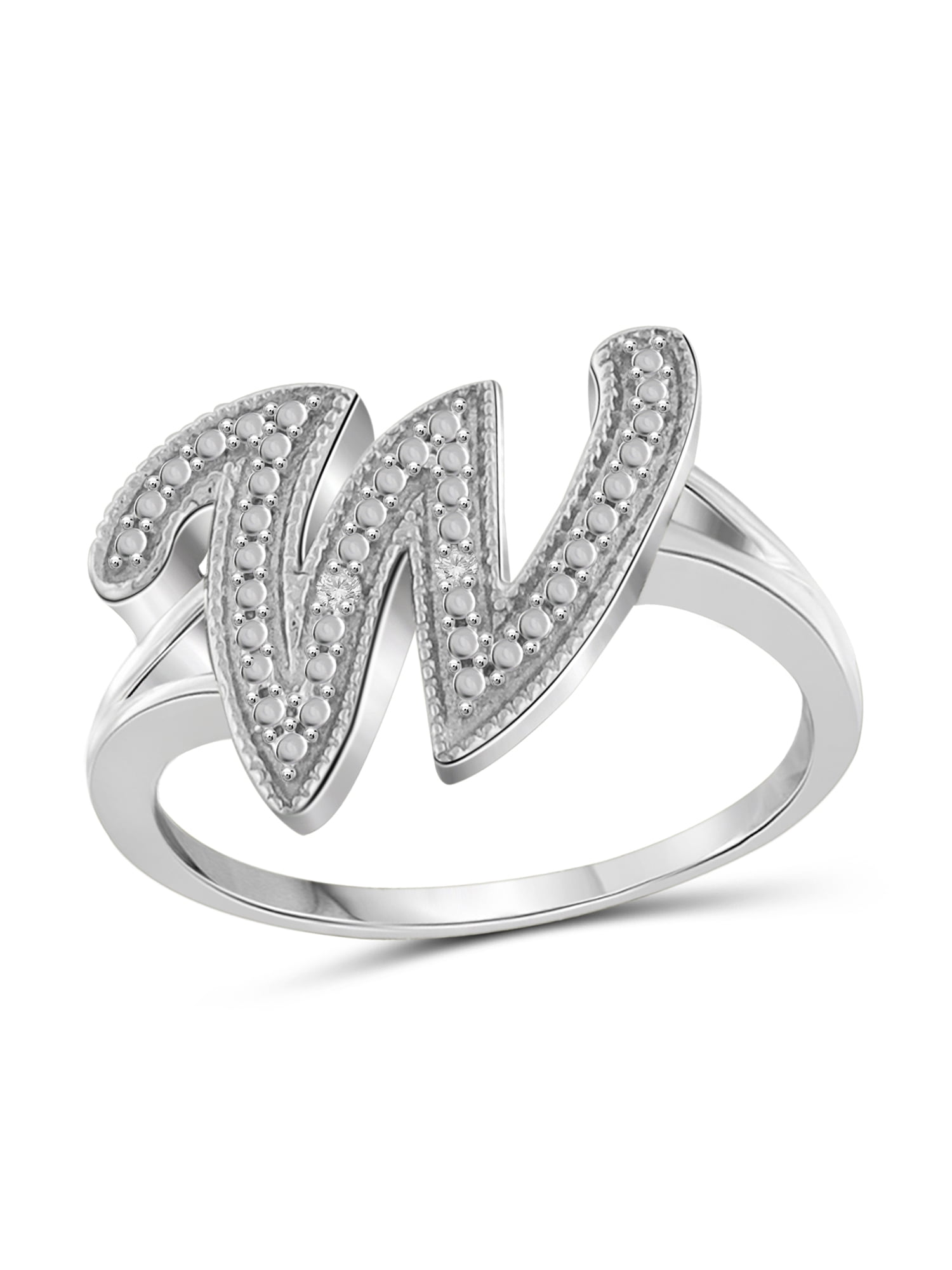 White Diamond Sterling Silver Initial Spell