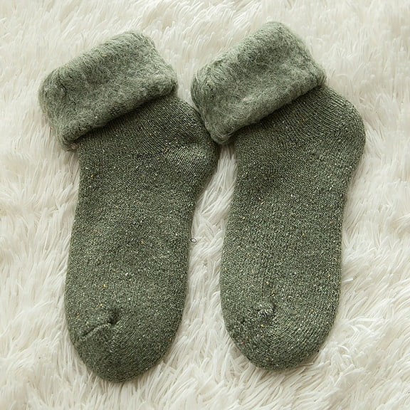 MSJUHEG Fuzzy Socks,Slipper Socks,Fluffy Socks,Bearpaw Socks,Cloud Socks,Wool Socks Winter Stockings Thickened with Country Sub Warm Ski Yarn Socks Army Green A