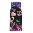 thumbnail image 3 of A colorful sign with peace and ribbon Spring Summer Dresses for Women Fashion T-shirt Dress Casual Sleeveless Loose Sundress with Pockets, 3 of 5