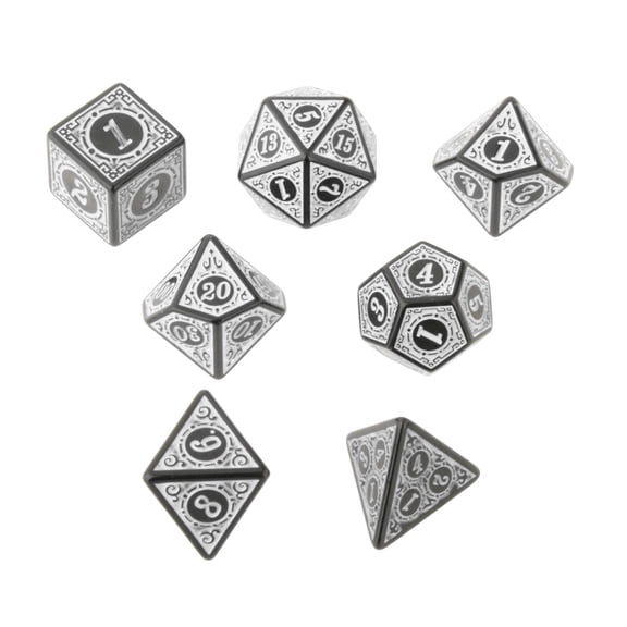 LeeQinersw 7 PCS Antique Acrylic Polyhedral Dice DND RPG Role Playing Game Toys White