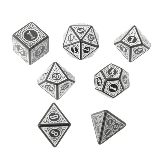Milaget 7 Pcs dés Polyédriques en Acrylique Antiquités DND RPG Jeu de Rôle Jouets Blanc