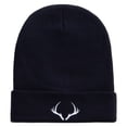 thumbnail image 5 of Vintage Deer Antler Embroidered 12 Inch Long Knitted Beanie - Black OSFM, 5 of 5