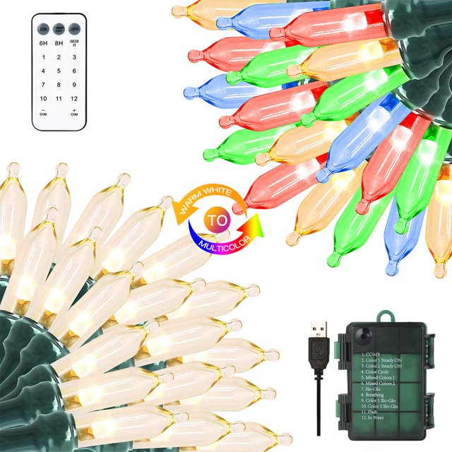 Cadena de luces VTECHOLOGY con batería para exteriores, 10 m, 100 LED, IP65