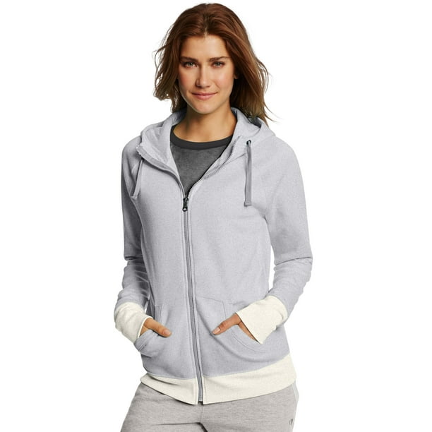 Champion Womens Powerblend Zip Hoodie XL Oxford Heather Oatmeal
