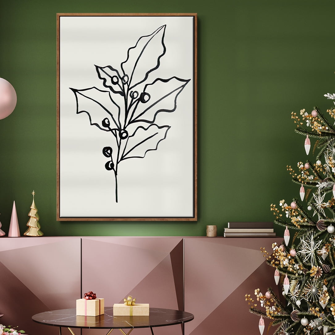 Evergreen Ink II - Framed Gallery Wrapped Holiday Canvas - 25 x 37 - Rosewood Frame