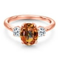 thumbnail image 3 of Gem Stone King 18K Rose Gold Plated Silver Ecstasy Mystic Topaz and White Topaz Engagement Ring for Women | 2.66 Cttw | Oval 9X7MM | Gemstone November Birthstone | Size 6, 3 of 6